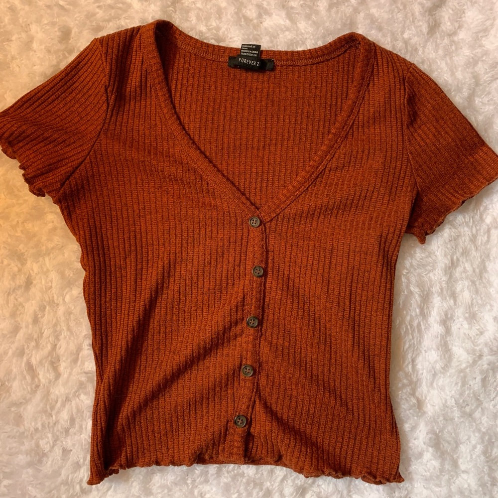 Orange short sleeve shirt with buttons